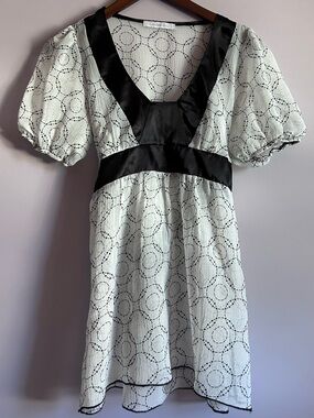 Vintage Charlotte Russe Black and White Y2K Babydoll Sheer Top Size small